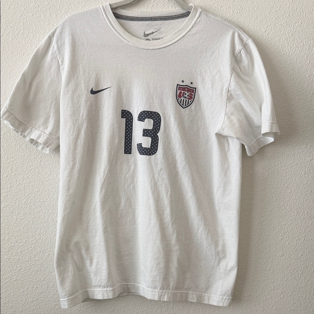 Nike White USA Soccer Alex Morgan 13 Tee with Navy Accents